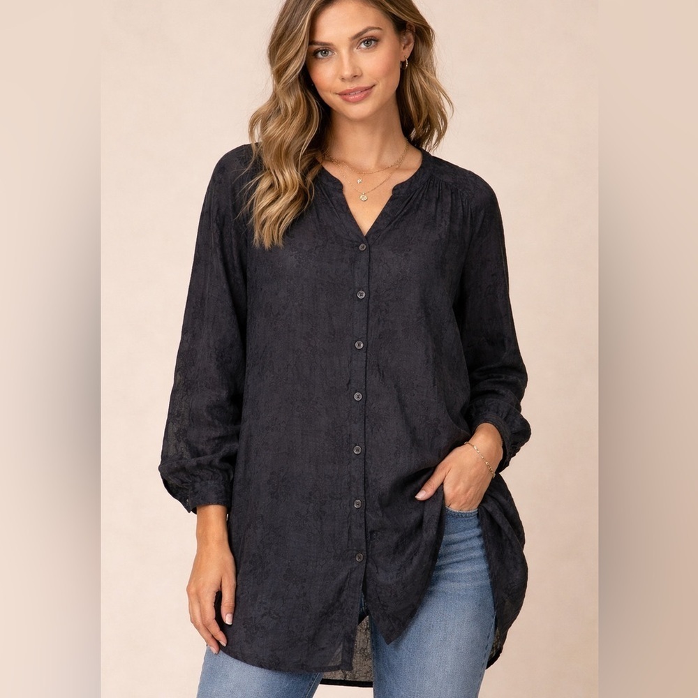 CALYPSO X CP SHADES Black Floral Tunic (D10)